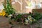 Floristry, Wild Flowers Cuttings, Herbalism. Holistic Medicinal Plants Herbs. Rustic Wooden Deck. Herbal. Agriculture, Harvest.