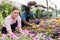 Florists working in greenhouse