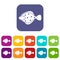 Flounder fish icons set