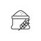 Flour bag and spike of wheat line icon