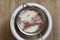 Flour, cocoa powder in sifter on the bowl before sifting