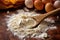 flour, eggs, and a fork, ready to make pasta dough