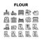 Flour Factory Industry Production Icons Set Vector