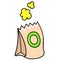 Flour filled paper packaging container. carton emoticon. doodle icon drawing