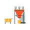 Flour grinding industrial equipment, stage of bread production process on a white background