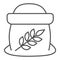 Flour in open bag thin line icon, bakery concept, Bag of grain sign on white background, Sack of flour icon in outline