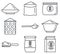 Flour product icons set, outline style