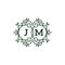 Flourish Swirl Logo Letter JM Elegant lineart emblem