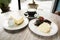 Flourless Chocolate Cake and cheese cake with cappuchino coffee