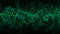 Flow of green shimmering particles. Glowing dynamic halftone sound wave. Vector Illustration