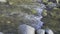 The flow of a mountain river over stones