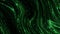 Flow of shiny matrix liquid. Motion. Beautiful streams of green cybernetic fluid. Green shiny matrix-style liquid moves