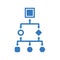 Flowchart, workflow, analytics icon. Blue vector sketch