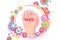 Flower 8 March. Happy Womens day. Fist raised up. We can do it. Fight like a girl. Feminine concept and woman