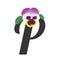 Flower alphabet letter P decorated with a single pansy flower