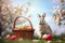 flower animal spring rabbit easter cute grass egg easter meadow egg. Generative AI.