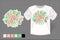 Flower applique with t-shirt mockup design concept for fabric and print paper