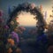 Flower arch, wedding decorations. AI generative