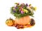 Flower arrangement with pumpkin vase