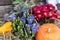 Flower basket with pumpkin