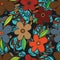 Flower batik seamless pattern