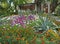 Flower bed with agaves in Livadiysky park, the Crimea