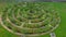 Flower bed in concentric circles in a lawn