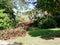 Flower bed in Deshaies botanical garden on Basse-Terre in Guadeloupe