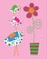 flower with bird print vector design