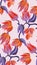 Flower botanical pattern, contrast orange violet nature bloom background. Spring elegan watercolor garden decor
