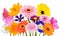 Flower Bouquet Collection of Various Colorful Flowers Isolated