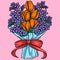 Flower Bouquet Colored Cartoon Illustration