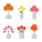 Flower bouquet isolated icons on white background.