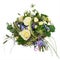 Flower bouquet from roses, green carnation and statice flowers i
