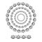 Flower brushs patterns in a circle line black shape design vector graphic