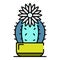 Flower cactus icon color outline vector