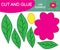 Flower cartoon. Activity for children. Paper game â€œCut and glueâ€. Education