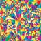 Flower colorful diamond shape seamless pattern