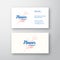 Flower Company Abstract Vector Sign or Logo and Business Card Template. Premium Stationary Realistic Mock Up. Hand Drawn