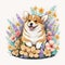 Flower Corgi: A Playful Watercolor Tribute to Spring\\\'s Natural Beauty AI Generated