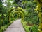 Flower covered archways in the Botanical Garden over a Path
