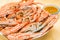 Flower crab group steamed on wood background