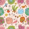 Flower decor doddle cute seamless pattern