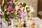 Flower decoration of the Banquet table, artificial flowers