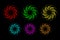 Flower dots mandala set logo template, Snail spiral graphic style. Colorful Floral geometric design. Dotted element, Decorative