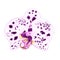 Flower with dots purple and white Orchid Phalaenopsis closeup on a white background vintage vector illustration editable