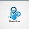 Flower drop with splash logo vector, icon, element, and template for business