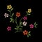 flower embroidery artwork design for clothing, isolated floral