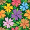 Flower five petal colorful seamless pattern