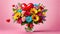 Flower floral bouquet arrangement vase pink heart design